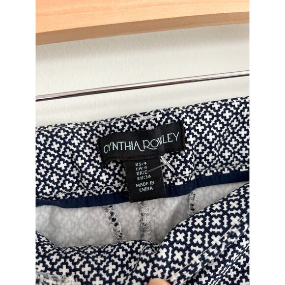 Cynthia Rowley | Blue Geometric Ankle Dress Pants | Sz 4 - Picture 3 of 5